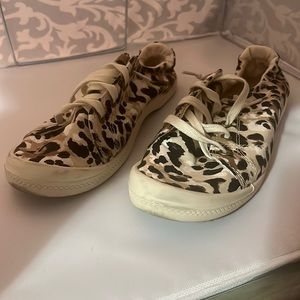 Leopard print slip on sneakers